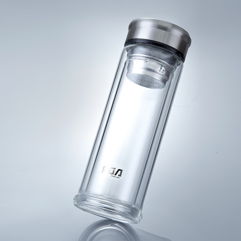 富光绅士双层耐热玻璃杯男女水杯过滤带盖杯子便携泡茶杯高清大图