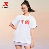 特步短袖T恤男女同款新疆棉2021夏季新款运动情侣上衣半袖国潮