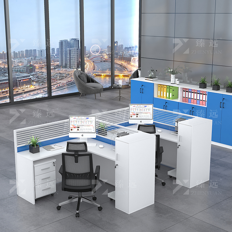 臻远 GWA-002 职员办公桌现代简约电脑桌屏风卡座可定制 F型2人位高清大图