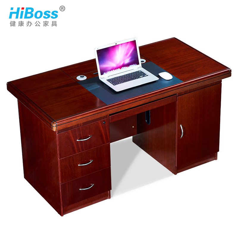 HiBoss 办公桌实木贴皮电脑桌油漆财务教师单人位办工桌