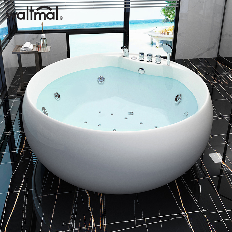 沃特玛圆形亚克力双人情侣冲浪按摩恒温浴缸家用成人大浴盆1.