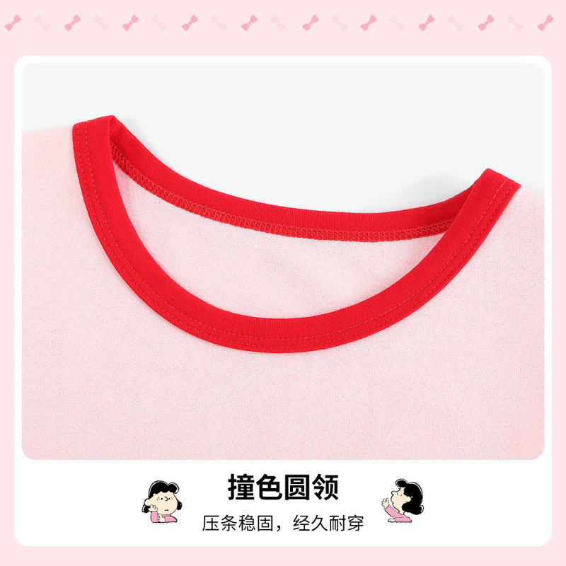 史努比童装儿童T恤女童短袖上衣夏季新款中小童外出衣服