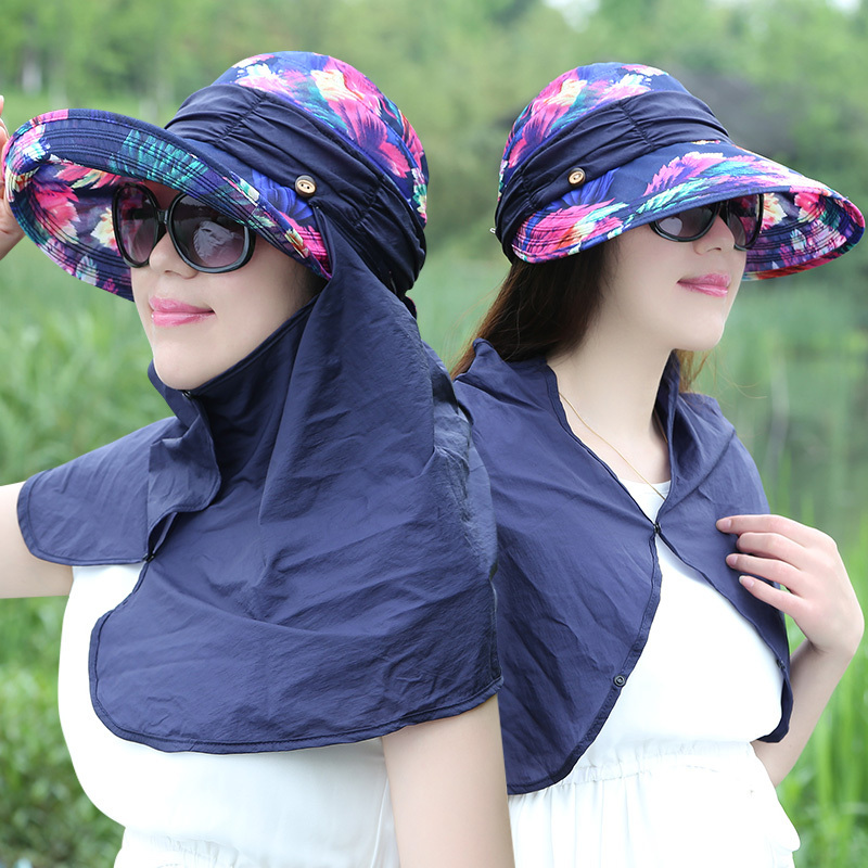 盛世尼曼帽子女夏天户外女士防晒帽遮阳帽大沿太阳帽遮脸折叠凉帽帽子