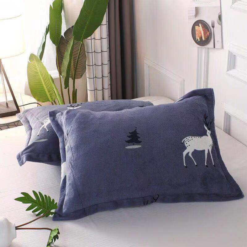 sleepybear法兰绒枕套冬季加厚枕套毛绒枕头套加厚保暖法兰绒枕头套