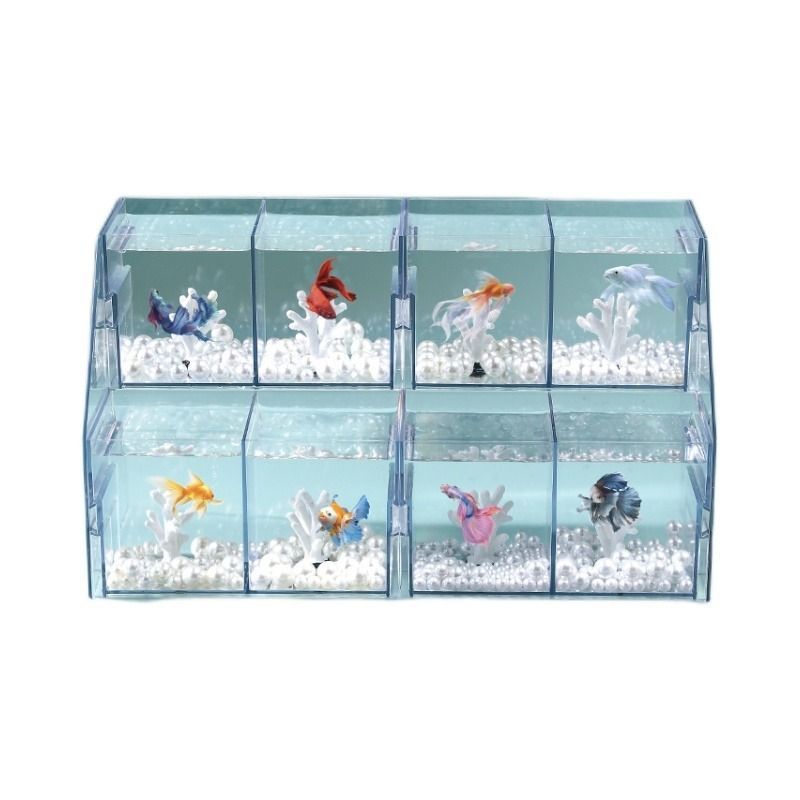 斗鱼缸桌面小型家用观赏鱼迷你鱼缸多层多格造景鱼缸水族箱高清大图
