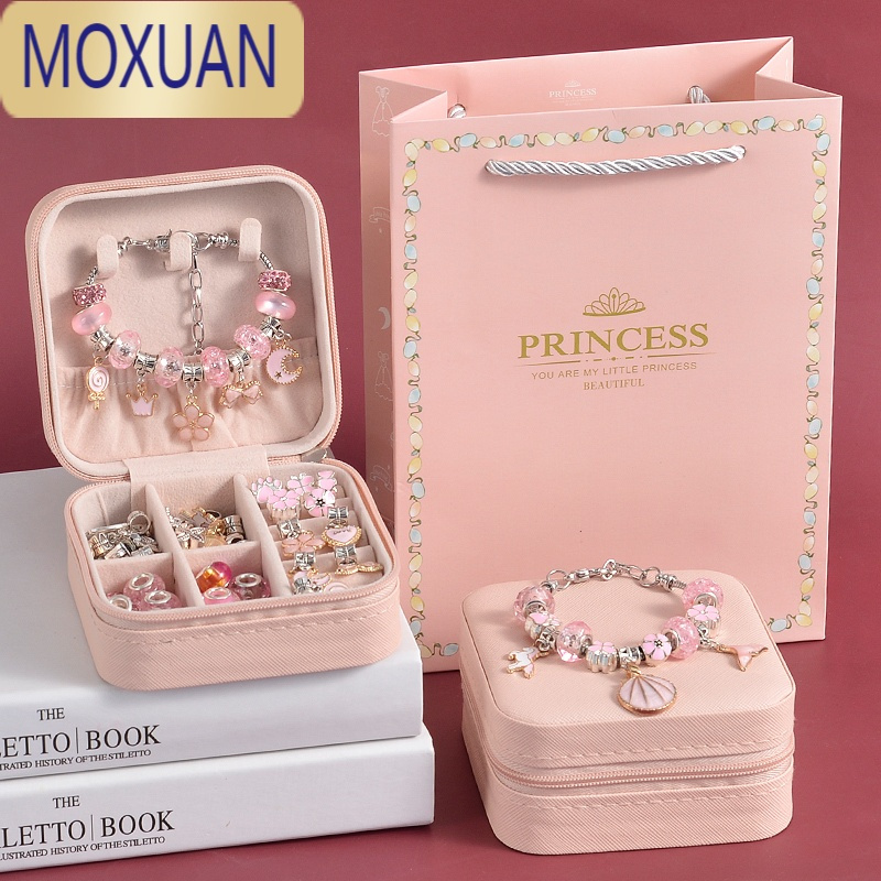 MOXUAN儿童串珠手工diy材料穿珠子手链项链首饰玩具女孩专注力小孩饰品5