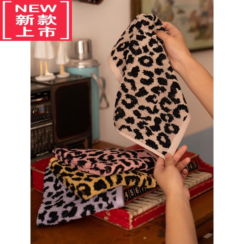 可莉允复古豹纹小方巾女洗脸高级儿童小毛巾加厚擦手吸水图片
