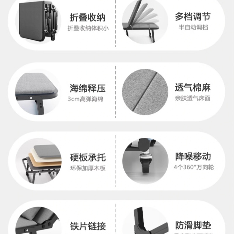 赛颐盛办公室午休折叠床乳胶棉麻布1900*900*280mm张高清大图