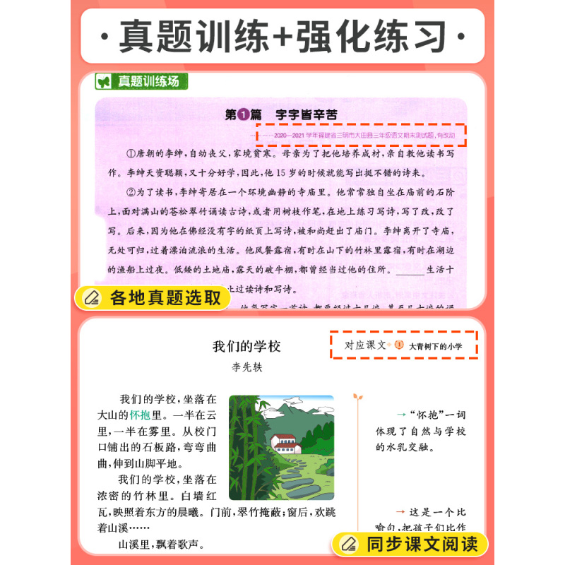 [全国版]六年级语文阅读+真题训练2本 小学六年级 [正版]一本阅读六年级阅读理解看图写话专项强化训练100篇 人教版小