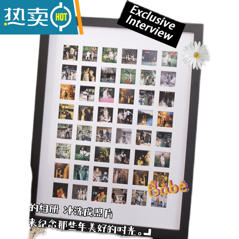 敬平48/100九宫格情侣闺蜜diy相框创意摆台挂墙定制生日礼物照片结婚 原木色+16宫格[33*33*3CM] 宫格相高清大图