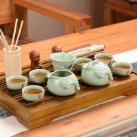尚帝(shangdi)咖色小兰香茶盘-汝窑巧云壶茶具套装