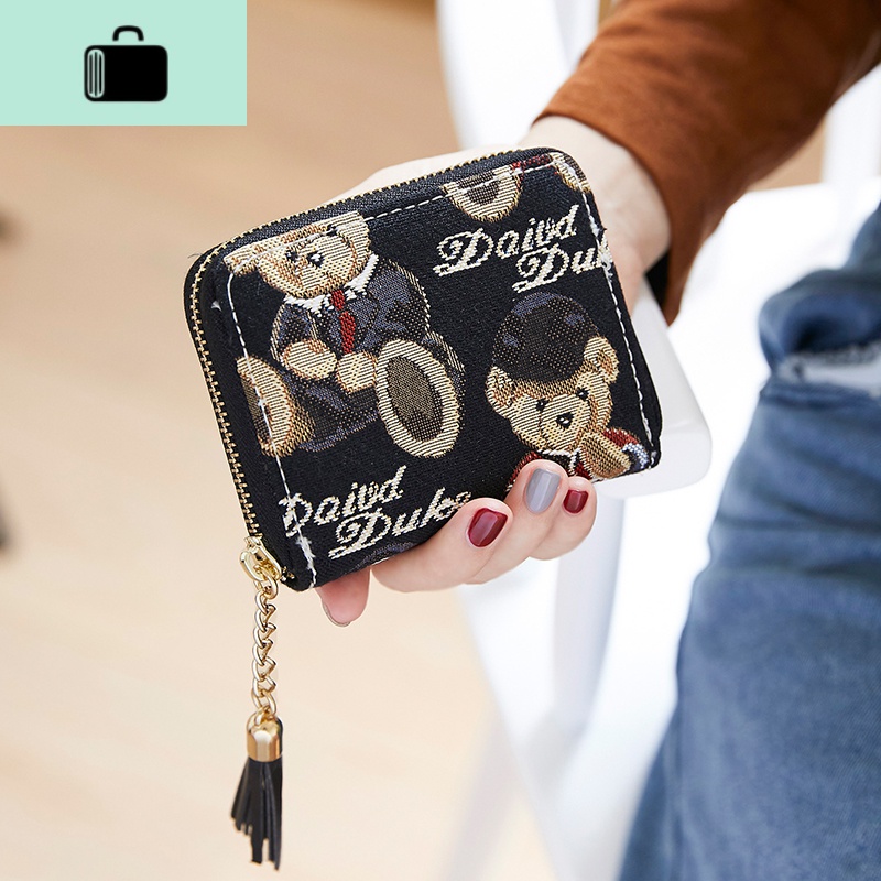 卡包女式韩版多卡位小巧大容量卡夹拉链钱包信用卡套卡片包薄NEWLAKE 英伦黑