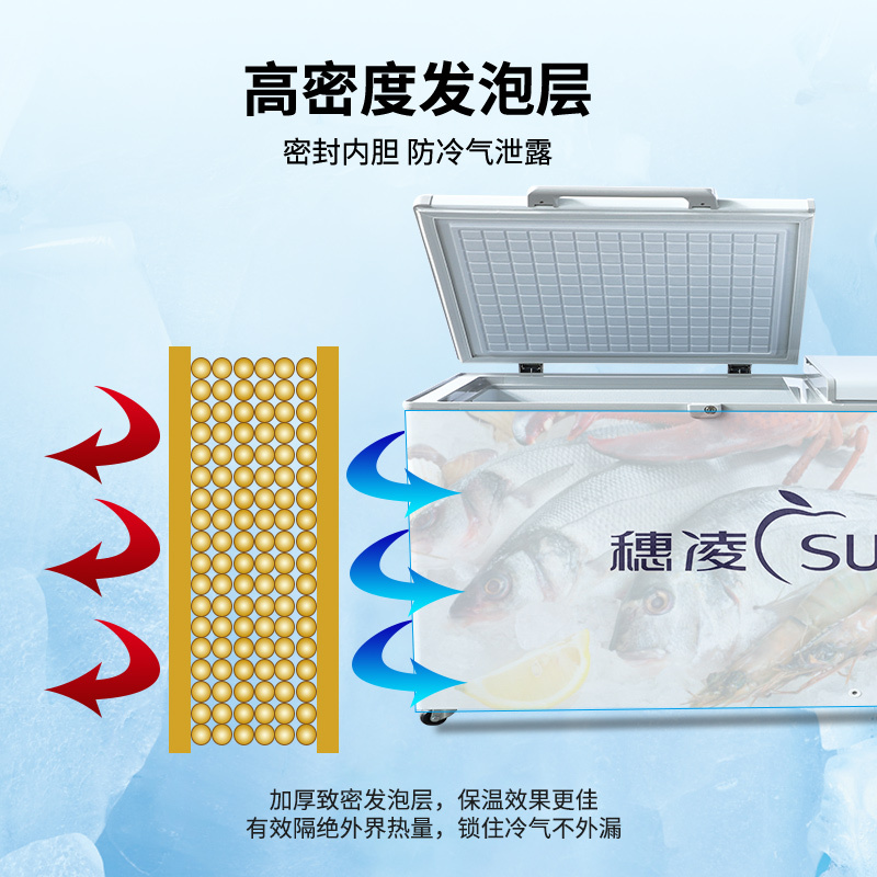 穗凌(SUILING)商用冰柜大容量冷柜 冷藏冷冻柜转换 厨房冰箱保鲜柜超市雪糕柜卧式速冻雪柜BD-828