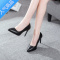 SUNTEK软底防水台尖头细跟职业高跟鞋女黑色正装学生礼仪工作ol单鞋