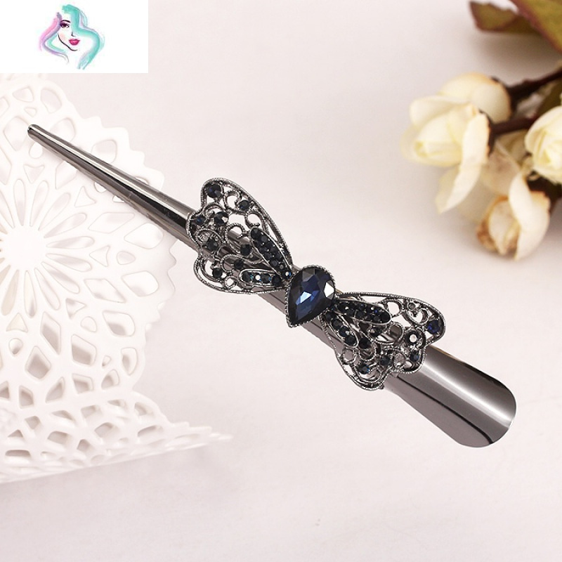 鸭牛角韩国头饰盘发发卡后脑勺顶夹发夹横夹水钻抓夹发抓大号你那么美