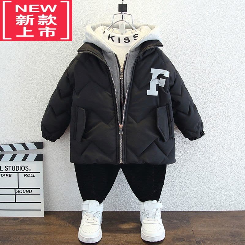 可莉允儿童男童冬季棉衣外套假两件2022新款冬装羽绒棉服网红洋气棉袄潮图片