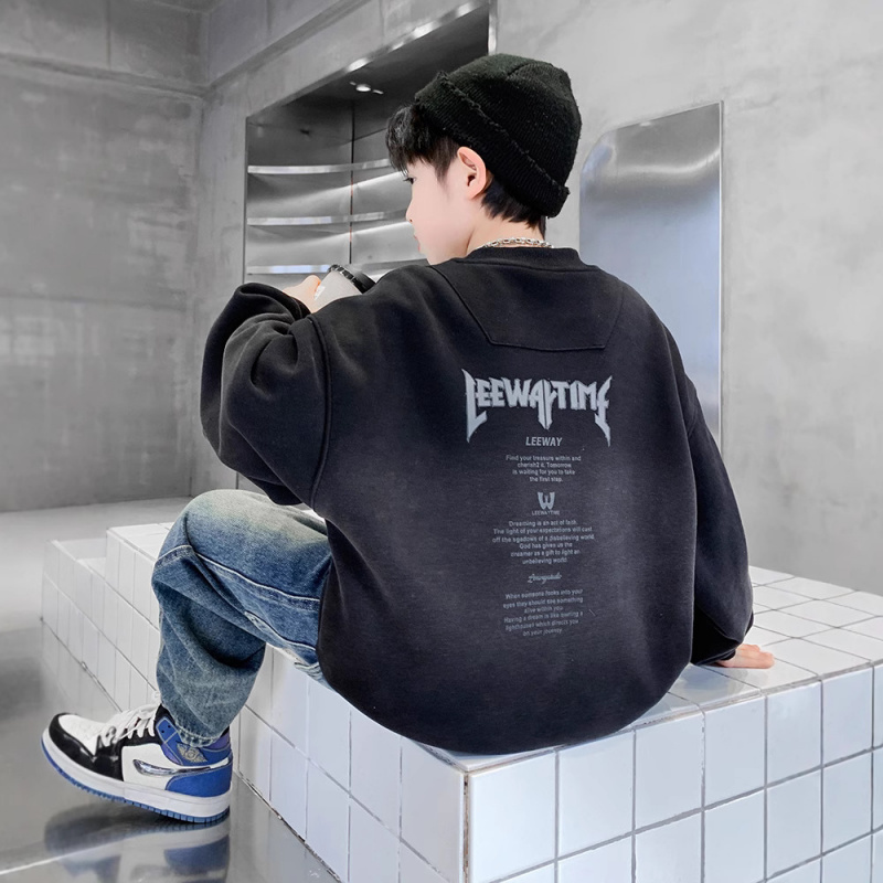 儿童装男童冬装加绒卫衣新款中大童冬季加厚上衣一体绒秋冬款