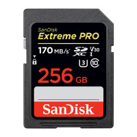 闪迪相机内存卡SD卡 U3内存卡170M 4K高清连拍 v30佳能尼康微单反摄像储存SD相机卡 256G 170M/秒