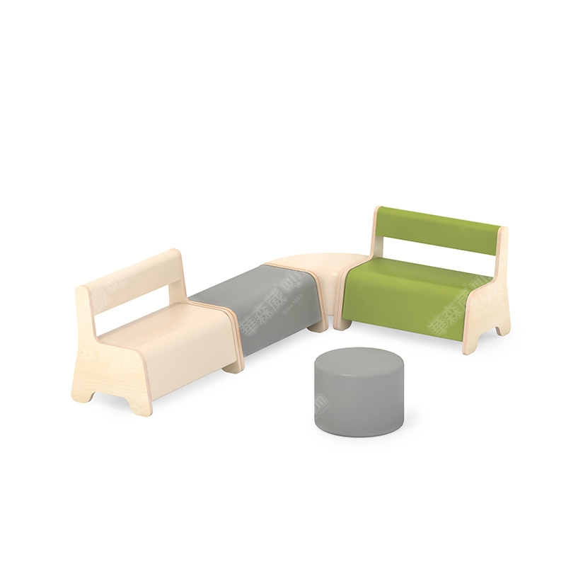 华森葳儿童成套家具单色沙发座椅自然色组合b