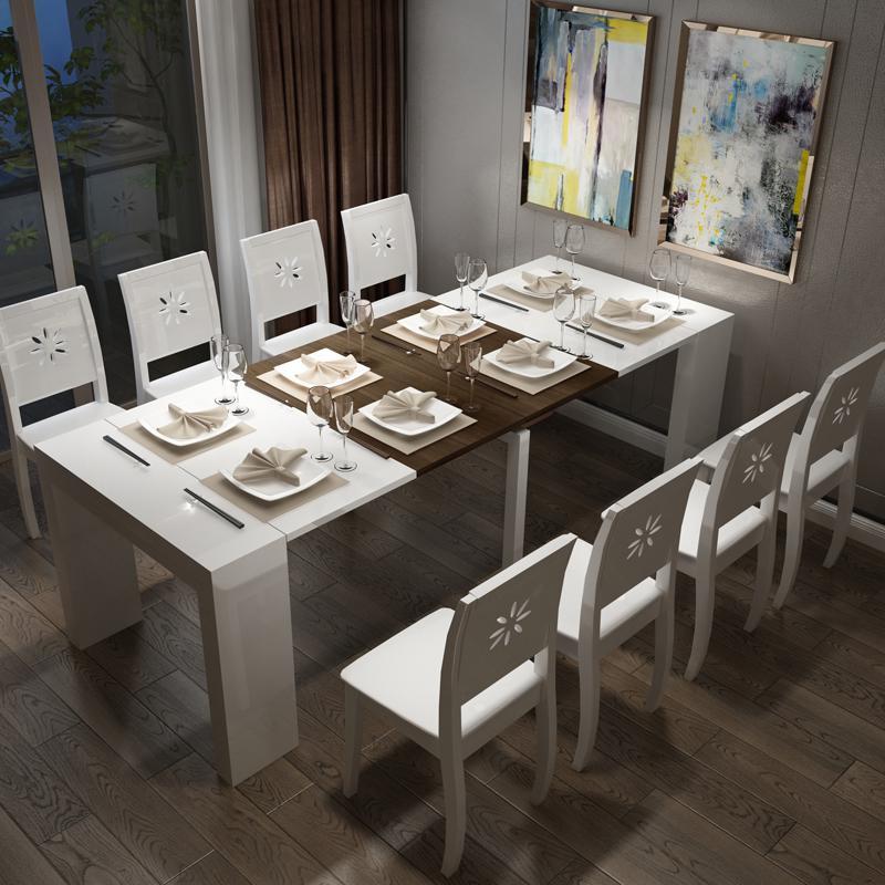 简约伸缩桌子可折叠餐桌家用10人8人多功能省空间小户型拉伸餐桌视频