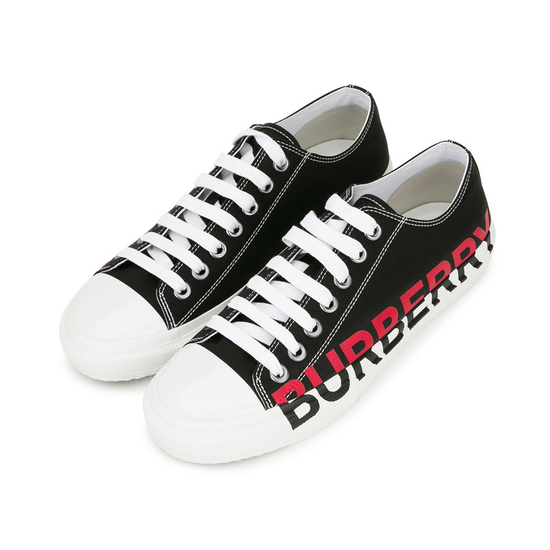 burberry博柏利巴宝莉男鞋logo徽标印花男士休闲鞋板鞋8031401黑色