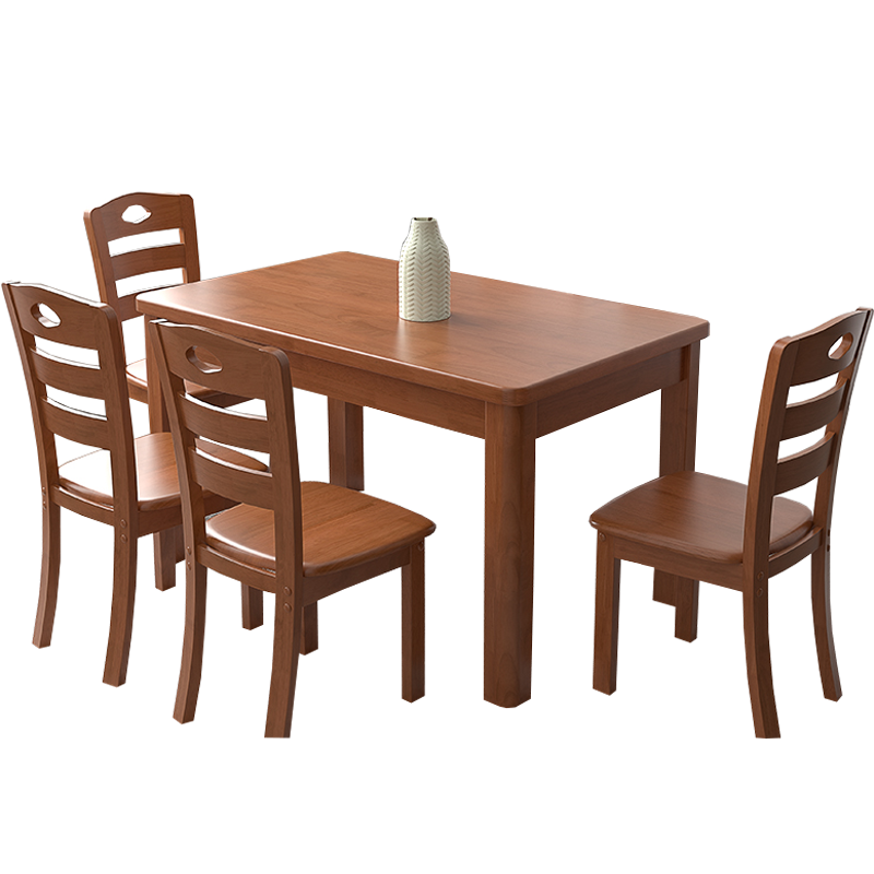 汐餐桌海棠色一桌四椅套高清大图