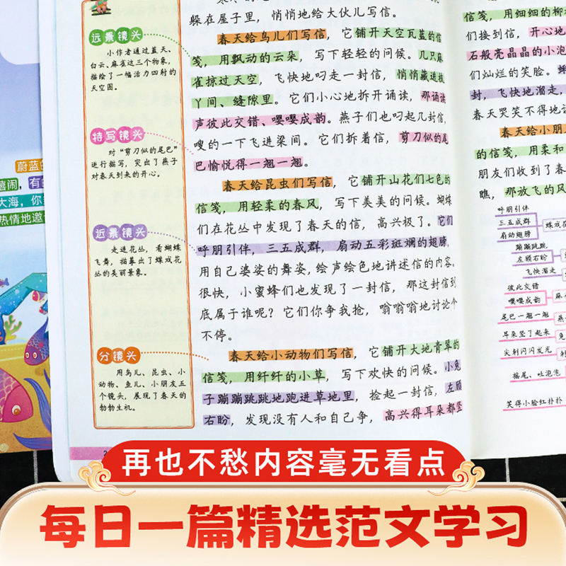 [作文提升]五感法+修辞法+镜头法 小学通用 [正版]斗半匠五感法写作文小学生作文大全修辞法镜头法写作方法技巧素材积累书高清大图