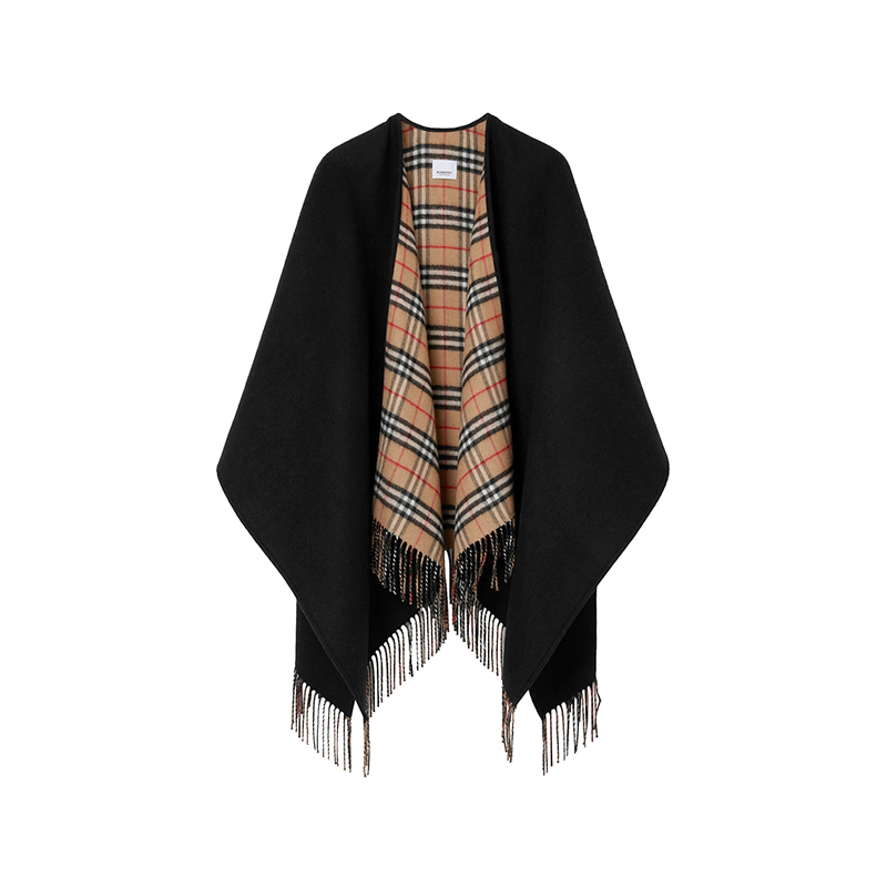 博柏利burberry女款绵羊毛双面两穿披肩斗篷8067312