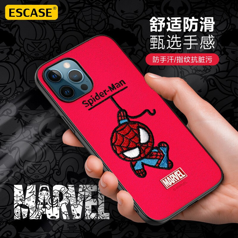 【漫威正版授权】ESCASE苹果12/Pro手机保护壳12mini创意刺绣软壳12Promax全包防摔个性复联蜘蛛侠雷神