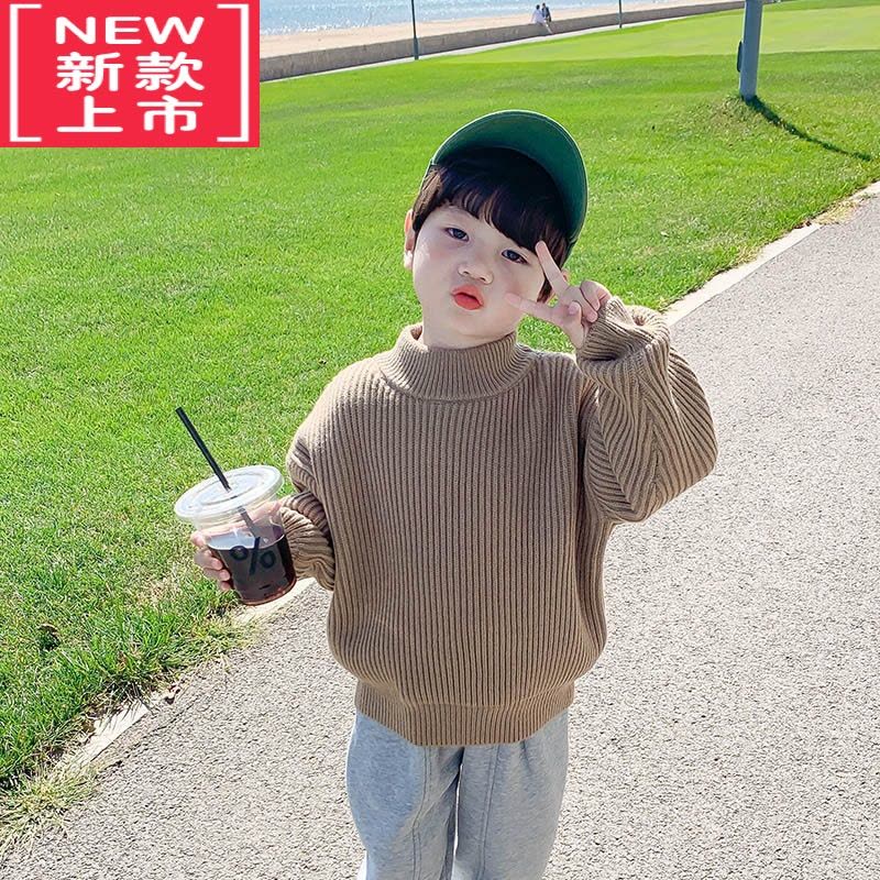 可莉允儿童毛衣加绒加厚秋冬款男童针织衫冬季小童打底宝宝上衣男孩冬装图片