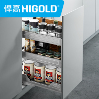 悍高厨房拉篮双层抽屉式碗架调味品橱柜内置304不锈钢碗篮调料架