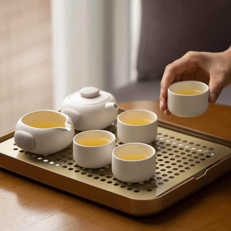 泊喜(Pertouch)小巨蛋T5陶瓷功夫茶具套装家用客厅轻奢高档便携喝茶茶具新款 小巨蛋T5白色(茶盒版)高清大图