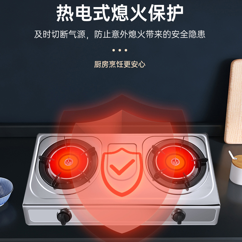 红日 (RedSun) 红外线家用台式燃气灶双灶 高热效率 高温无烟无焰不黑锅底 不锈钢面板 JZT-ES3 天然气