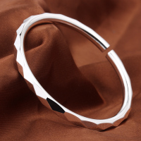 水立方银手镯9999纯银女开口实心简约时尚送女友生日礼物银镯尚 40克