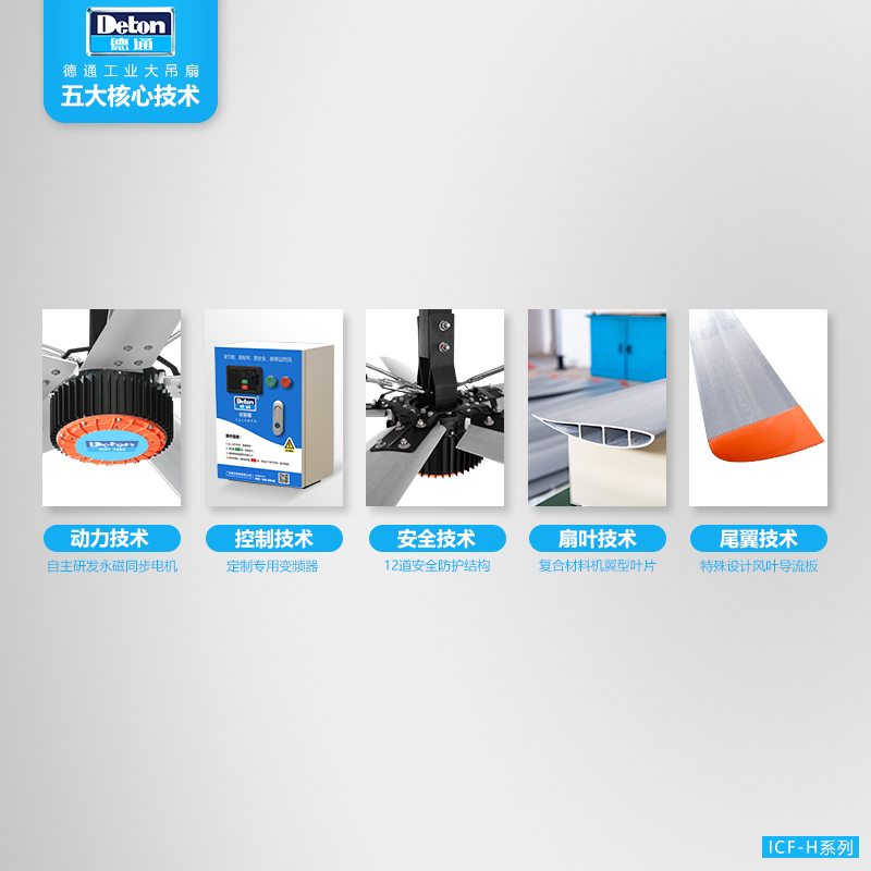 德通 ICF-55H 工业大吊扇5米5工业大风扇厂房大型吊扇超大空间商用车间吊扇高清大图