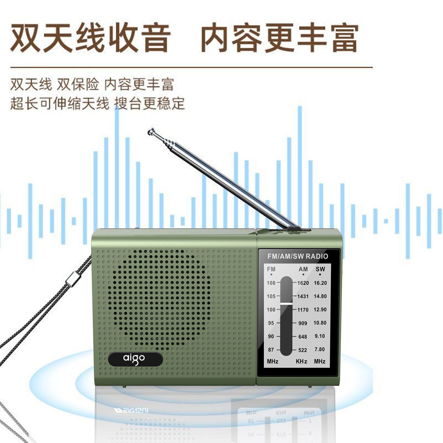 爱国者收音机全波段FM电台调频广播老人专用充电款迷你随身听老年人高端2025新款高清大图