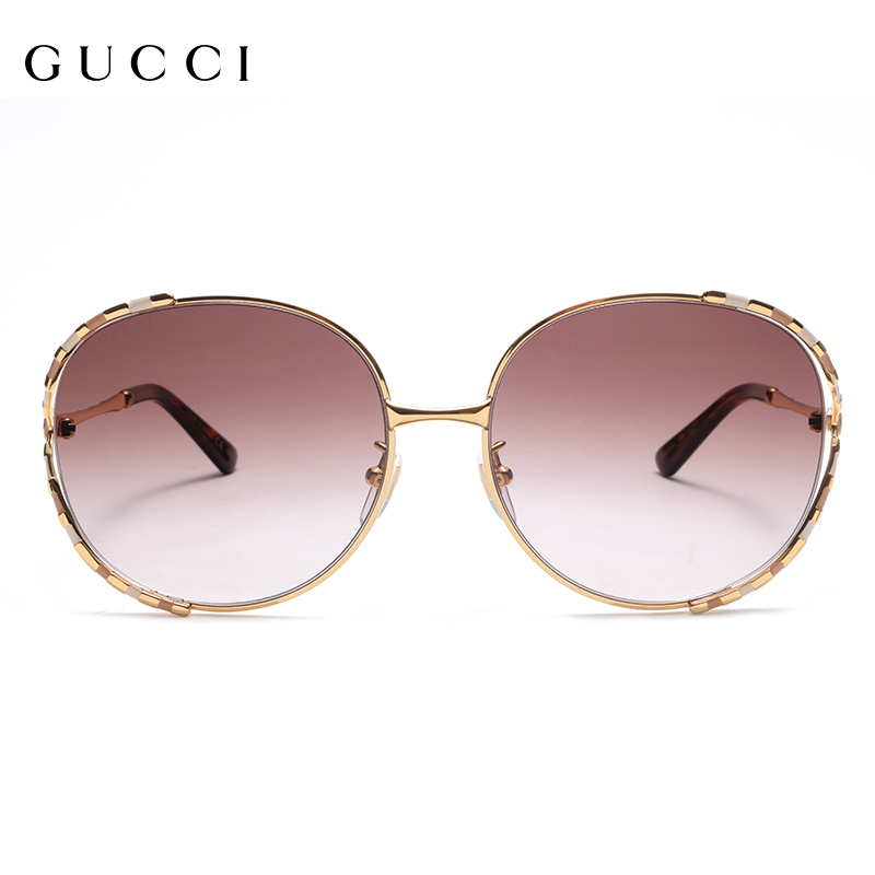 新年限量款古驰GUCCI太阳眼镜女士金属大框墨镜倪妮同款GG0595S-004-59高清大图