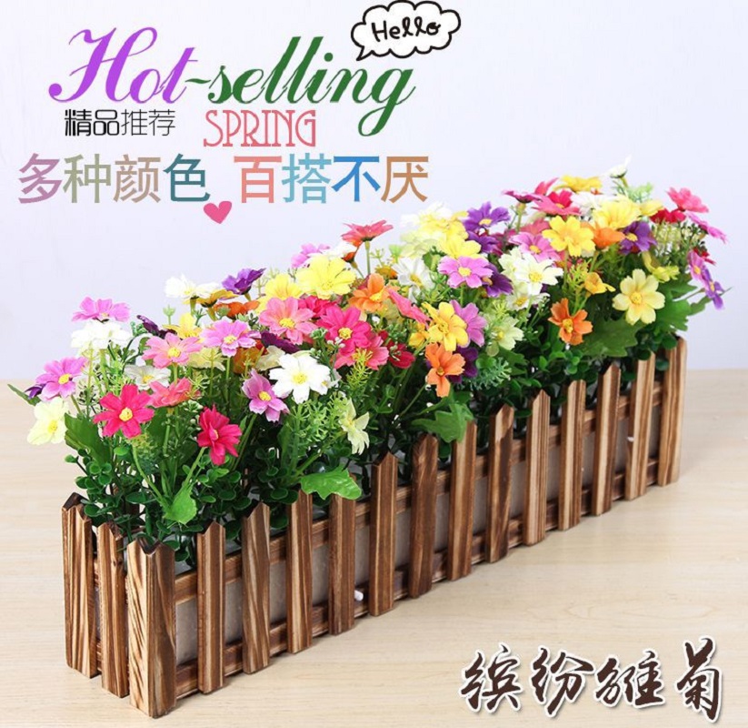 仿真花假花塑料盆栽遮挡墙角栅栏花套装 长100cm高清大图