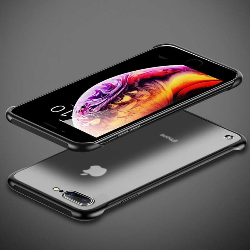 适用苹果iPhoneSE2/8/8p/7/7p/6/6sp磨砂保护壳苹果7Plus透明防摔细边网红手机壳