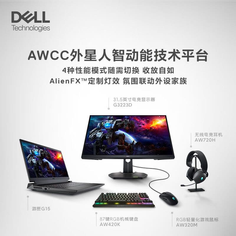 戴尔(DELL)新游匣G15 5530 13代酷睿i7-13650HX 32G 1TB固态 RTX4060 15.6英寸游戏本大学生畅玩黑神话悟空笔记本电脑 定制版图片