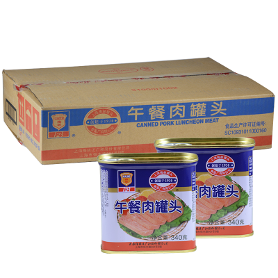 晋唐梅林午餐肉罐头整箱罐批发方便肉罐头刷火锅早餐三明治搭配食材 整箱340g*24罐