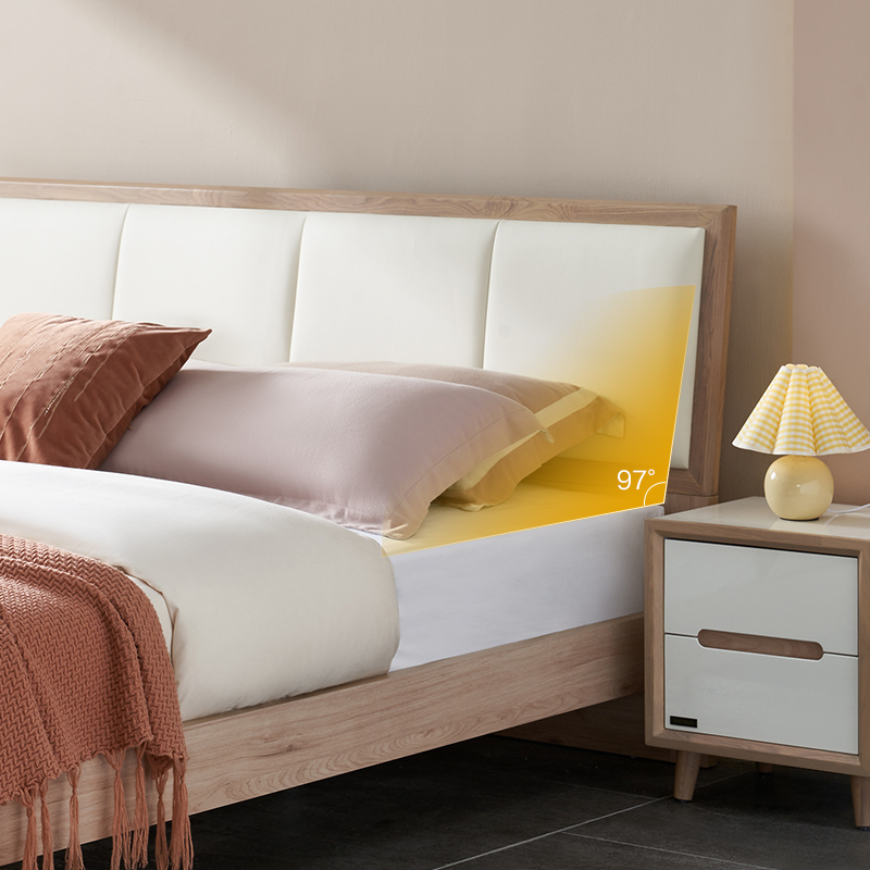 全友家居北欧简约双人床实木边框欧皮软包床屏卧室家具15米18米板式床