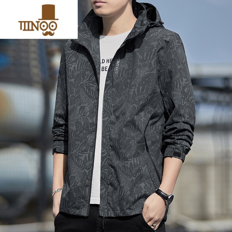 YANXU冲锋衣外套男2023新款潮牌休闲连帽夹克男士潮流痞帅气风衣高清大图