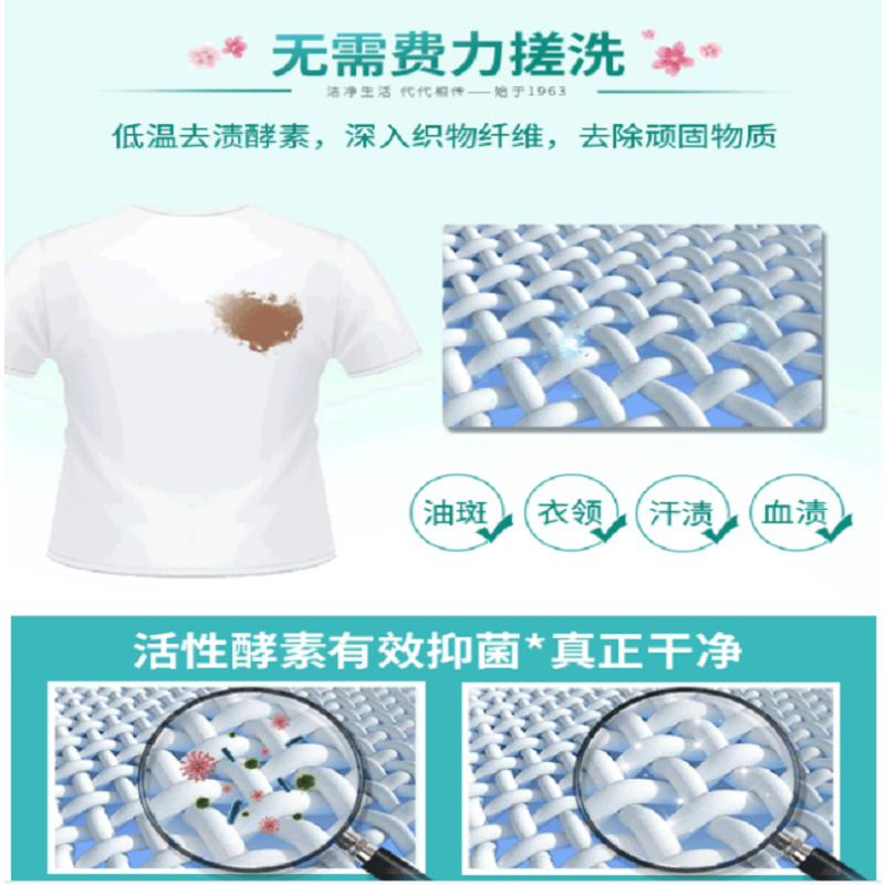 白猫新浓缩洗衣粉(丹麦进口生物酵素)900g