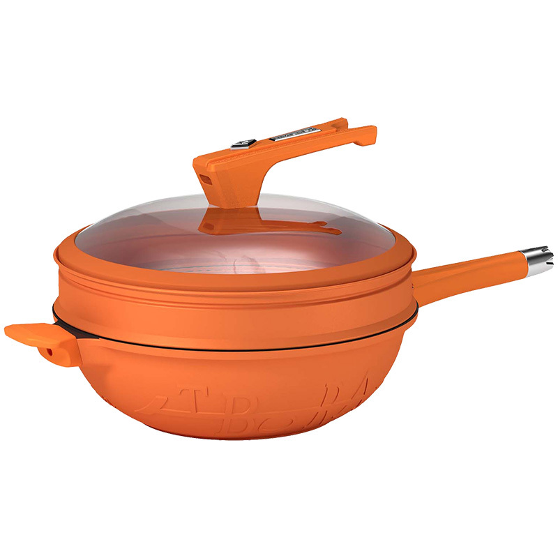 帝伯朗 菲尼雅 浮雕钛金多用锅32cm 伽罗橙DBL-FNY01