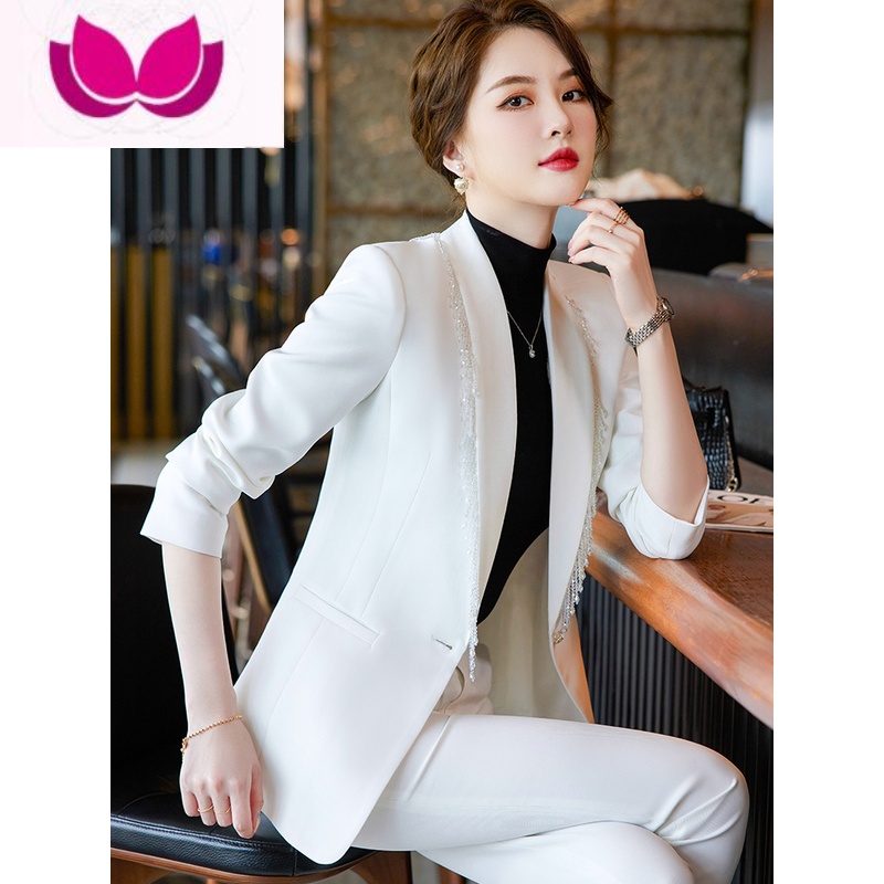 七斓流苏小西装外套女2023新款修身气质女范时髦职业西服套装高清大图