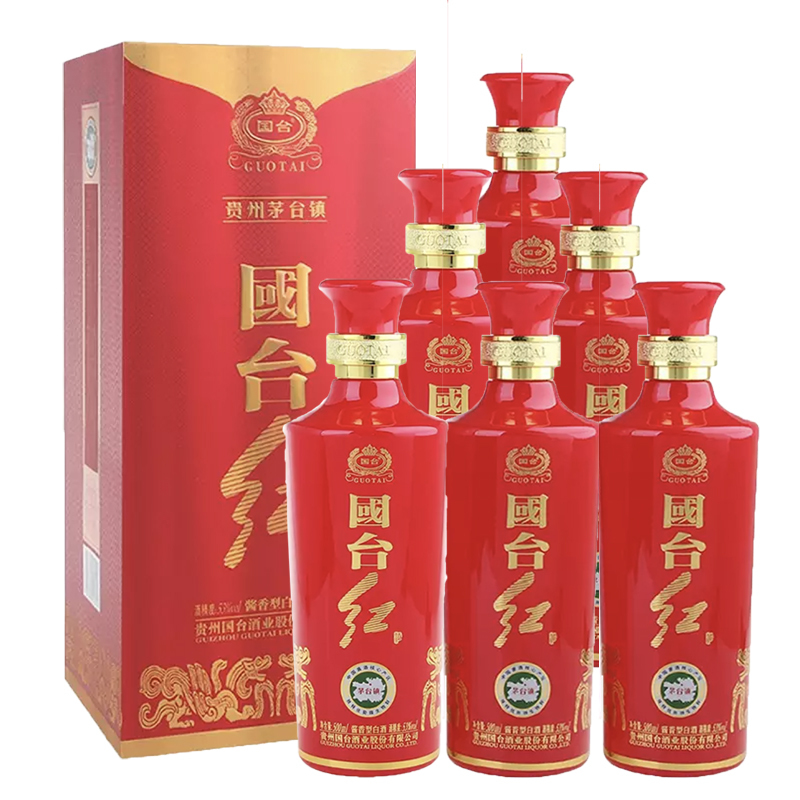 贵州国台国台红53度酱香型白酒500mlx6瓶