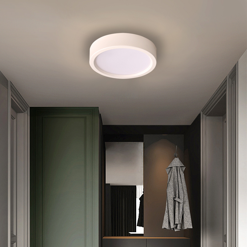 筒灯超薄射灯圆形免开孔无主灯过道走廊客厅阳台入户玄关灯白壳5w白光