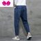 七斓春季新款宽松直筒牛仔裤男潮牌复古九分裤休闲牛仔裤男裤潮流