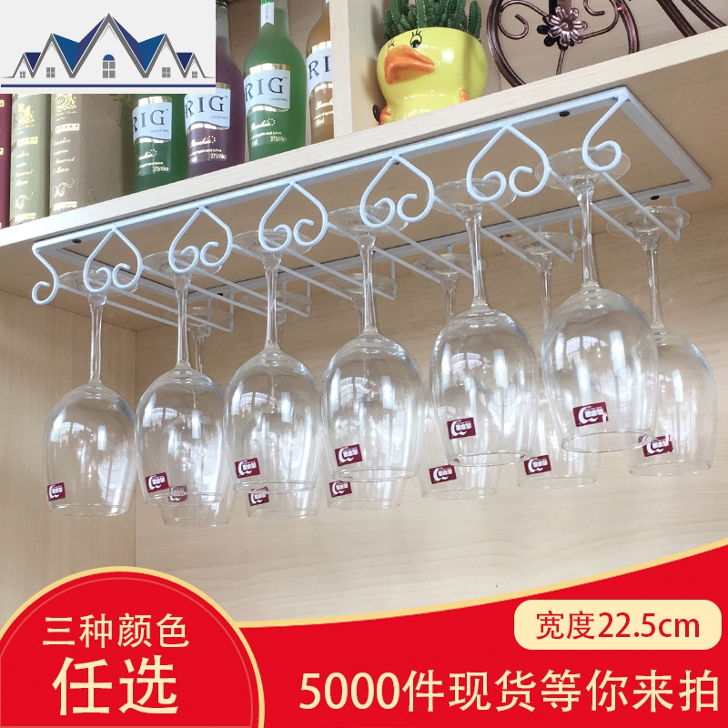 欧式简约红酒杯架倒挂酒柜实木悬挂杯架酒吧创意高脚杯架家用摆件 三维工匠收纳层架高清大图